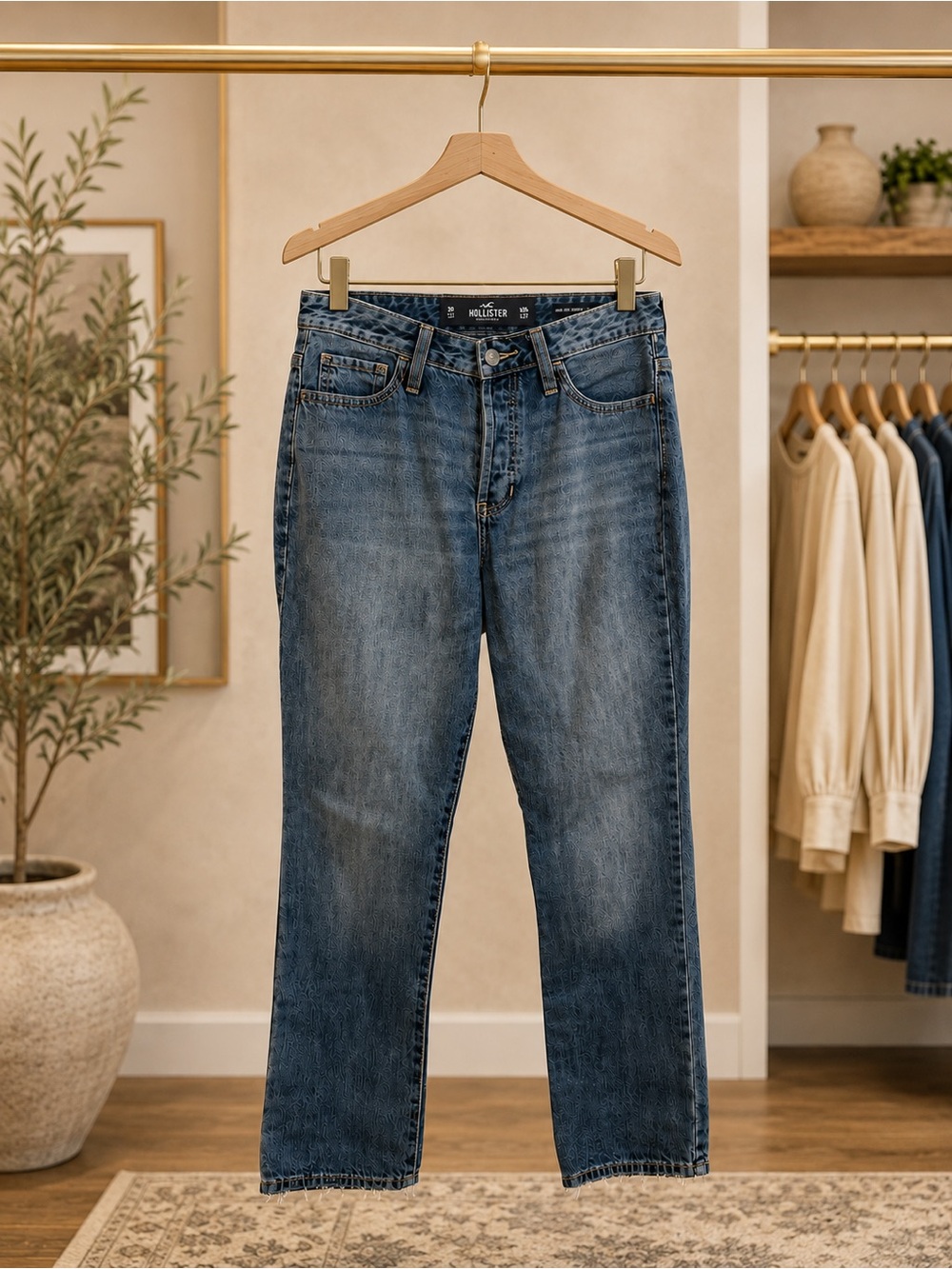 Hollister High Rise Vintage Straight Jeans Size 3R W26 L27 100%Cotton Button Fly